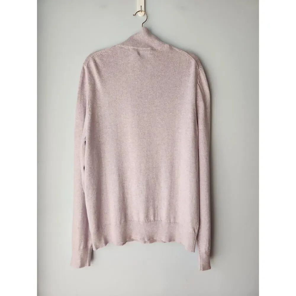 NWOT J. Crew Men's Cotton Quarter-Zip Heather Light Purple Wisteria  L